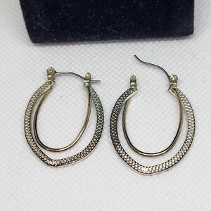Gold and Silver Textured Hoop Earrings with Braided Design